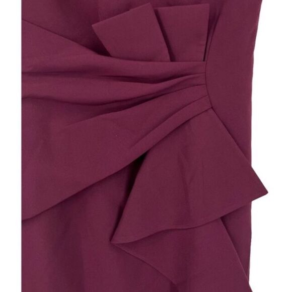 ELIZA J CASCADING RUFFLE Front PLEATED Waist EVENING GOWN Wine size 2 NWT $188 - Picture 5 of 6